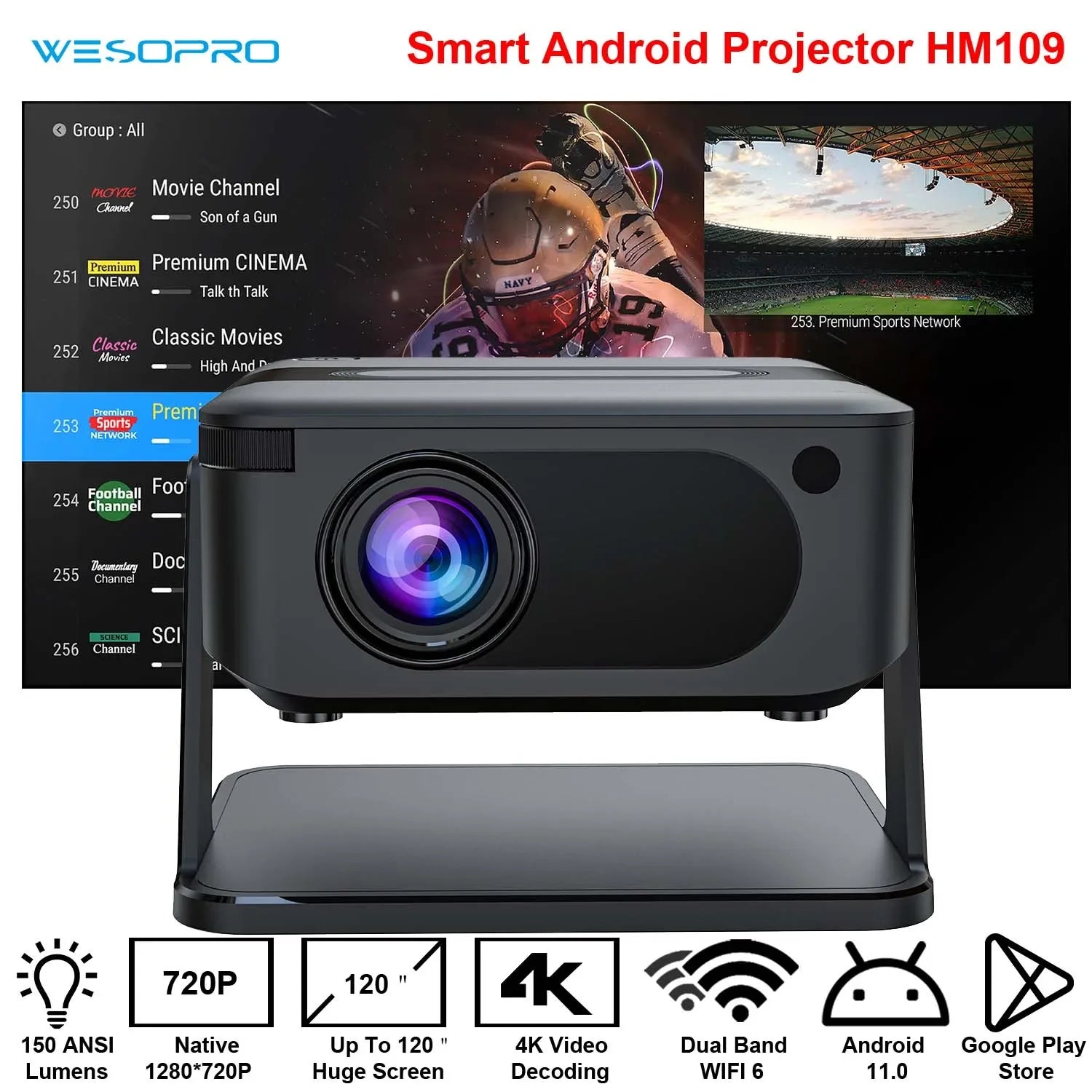 🎞️ SmartBeam Mini – HD Projector with Modern Portable Design