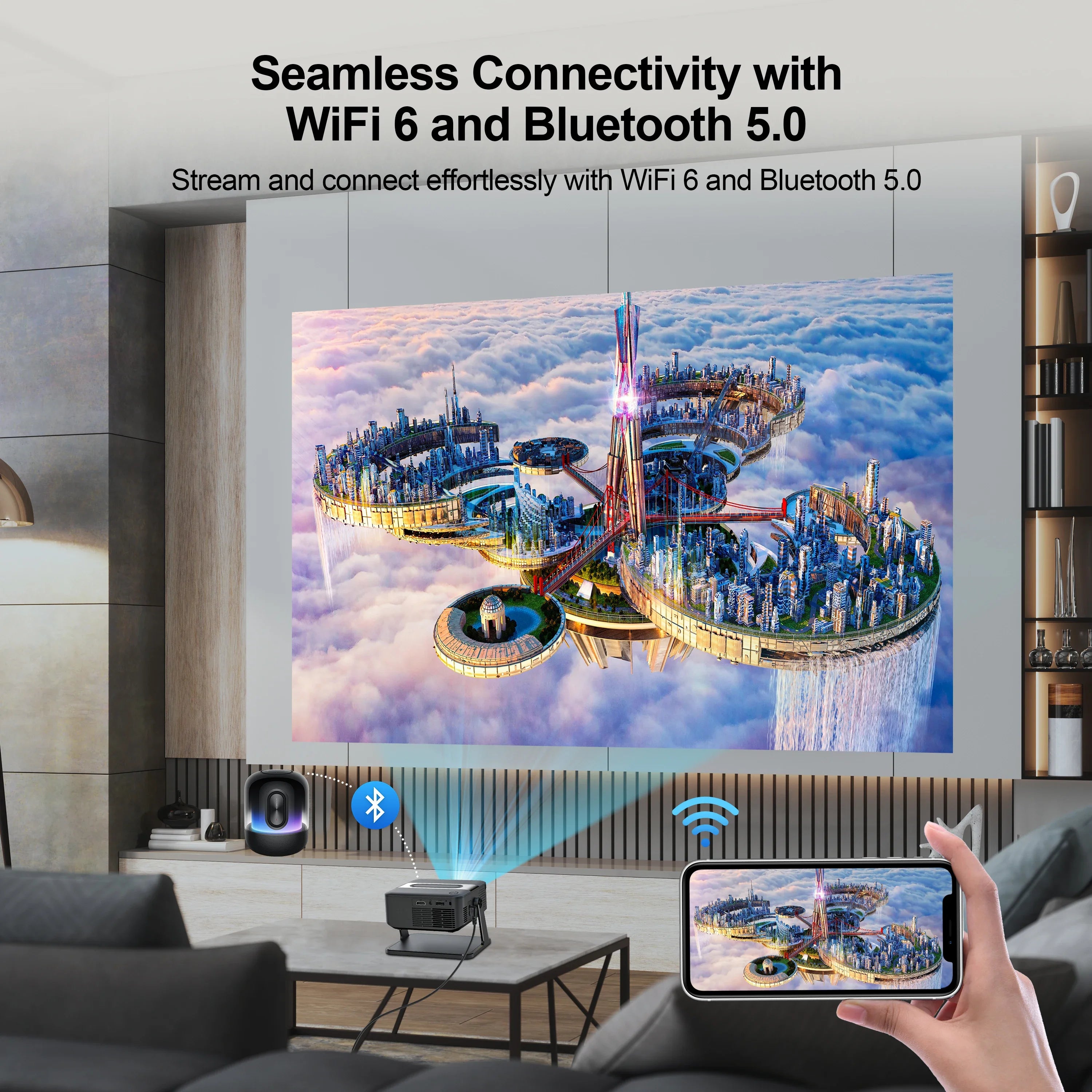 🎞️ SmartBeam Mini – HD Projector with Modern Portable Design